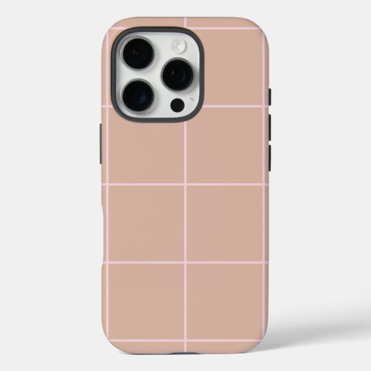 Coques Case-Mate iPhone Warm Beige Grid Pattern Minimal Soft Check Design (Verso)