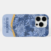 Coques Case-Mate iPhone Watercolor Floral Monogram Pattern - Blue on Blue (Verso (horizontal))
