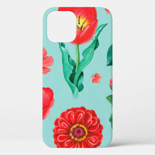 Case-Mate iPhone Case Watercolor illustrations of red flowers. Seamless