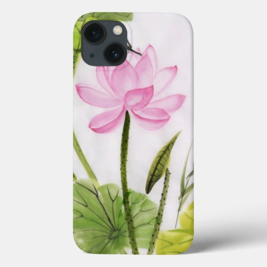 Coques Case-Mate iPhone Watercolor Painting of Lotus Flower 2 (Verso)