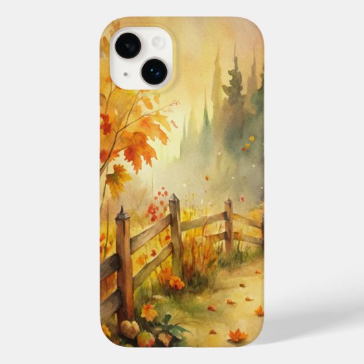 Coques Case-Mate iPhone Watercolor Rustic Fall Landscape (Verso)