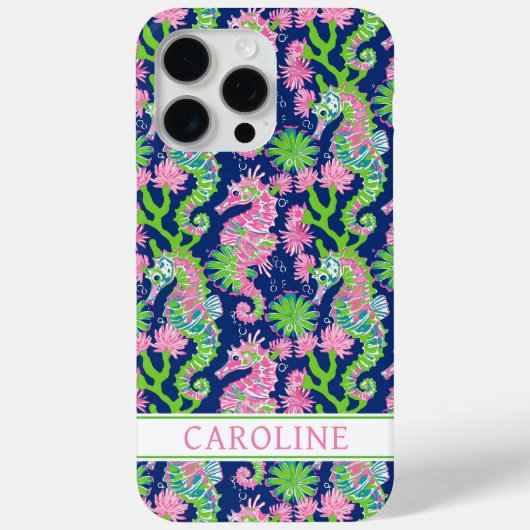 Coques Case-Mate iPhone Watercolor Seahorses Monogrammed  (Verso)