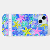 Coques Case-Mate iPhone Watercolor Starfish Monogrammed (Verso (horizontal))