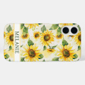 Coques Case-Mate iPhone Watercolor Sunflowers Monogrammed (Verso (horizontal))