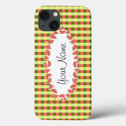 Coques Case-Mate iPhone Watermelon Check Classic ovale 'Nom' horizontal (Verso)