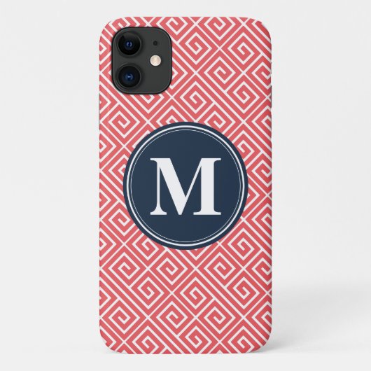 Coques Case-Mate iPhone Watermelon rose grec clé Motif marine Monogramme (Dos)