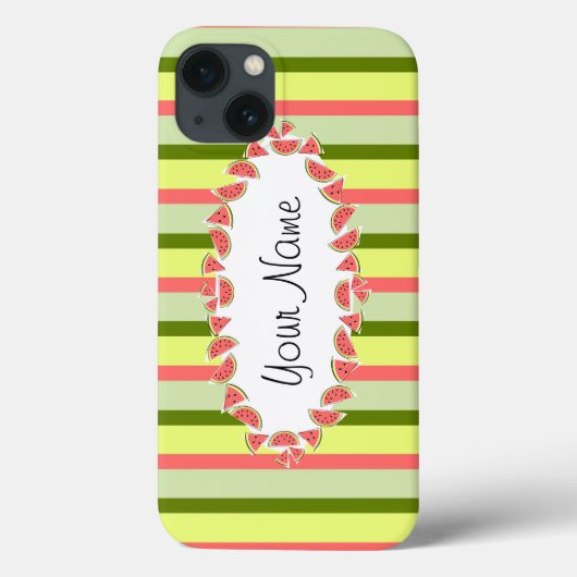 Coques Case-Mate iPhone Watermelon Stripe Classic ovale 'Nom' horizontal (Verso)