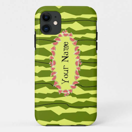 Coques Case-Mate iPhone Watermelon Stripe ovale "Nom" horizontal (Dos)