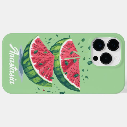Coques Case-Mate iPhone Watermelon Tropical Fresque Custom Vert et rose (Verso (horizontal))