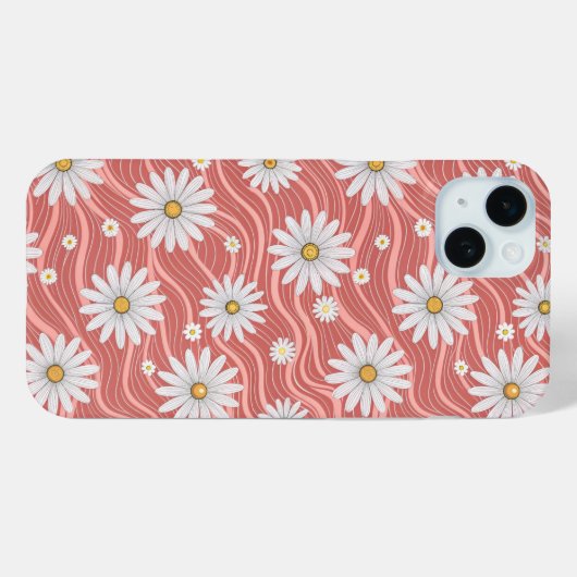 Coques Case-Mate iPhone Wavy Pink Daisies (Verso (horizontal))