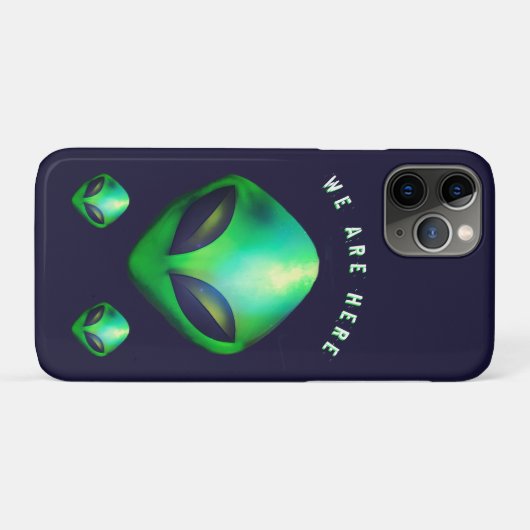 Coques Case-Mate iPhone "We Are Here" Green Alien head (Dos (Horizontal))
