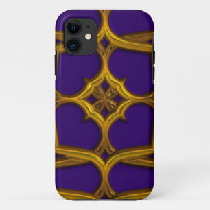 Coque iPhone 11 Weave Celtique Or Sur Arrière - plan Violet