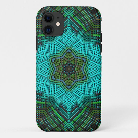 Coques Case-Mate iPhone Weaver Mandala bleu et vert (Dos)