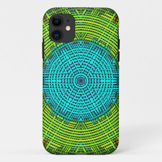 Coques Case-Mate iPhone Weaver Mandala bleu et vert (Dos)