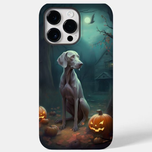 Coques Case-Mate iPhone Weimaraner d'Halloween avec citrouilles Épouvantab (Verso)