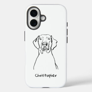 Coques iPhone 16 Weimaraner élégant : votre texte, votre style