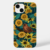 Coques Case-Mate iPhone Wens et fleurs sur bleu foncé (Verso)