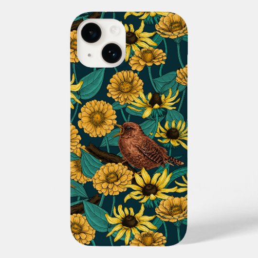 Coques Case-Mate iPhone Wens et fleurs sur bleu foncé (Verso)