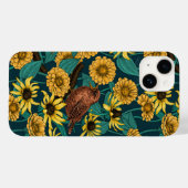 Coques Case-Mate iPhone Wens et fleurs sur bleu foncé (Verso (horizontal))