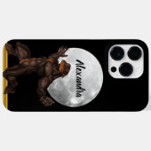 Coques Case-Mate iPhone Werewolf debout devant une lune (Verso (horizontal))