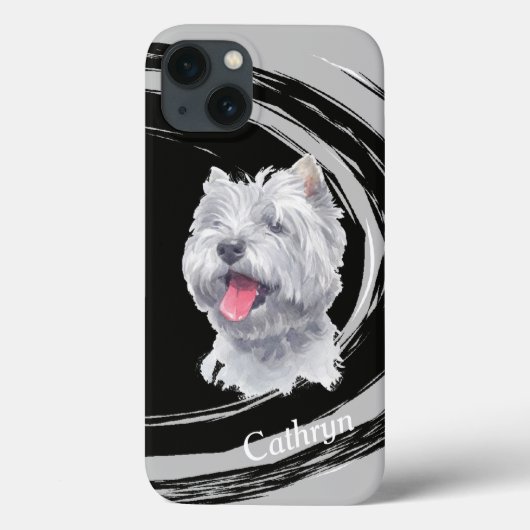 Coques Case-Mate iPhone West Highland White Terrier Dog Abstrait Swirl (Verso)