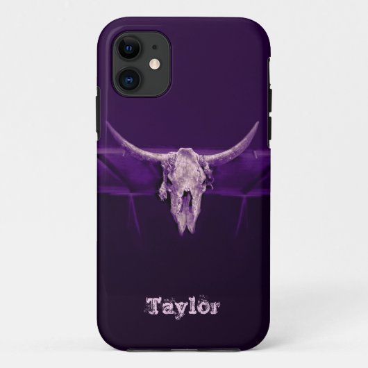 Coques Case-Mate iPhone Western Bull Skull violet vieux Russe (Dos)