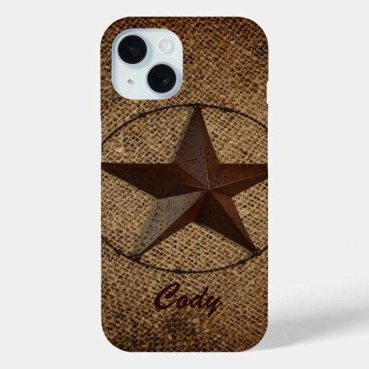 Coques Case-Mate iPhone Western Country Rustic Burlap Primitif Texas Star (Verso)