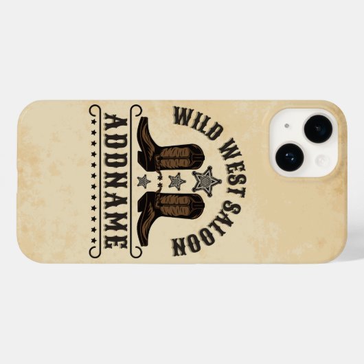 Coques Case-Mate iPhone Western Cowboy Boots AJOUTER LE NOM Sheriff Spurs (Verso (horizontal))