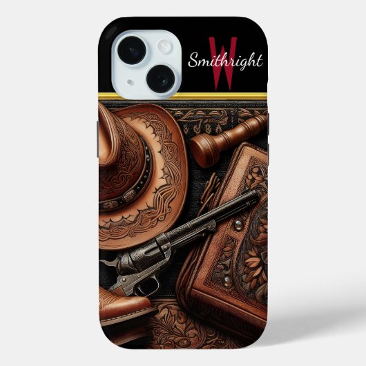 Coques Case-Mate iPhone Western Trio : Casquette, Bottes, Revolver (Verso)