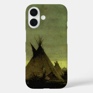 Coques iPhone 16 Western vintage, camp indien à Dawn par Tavernier