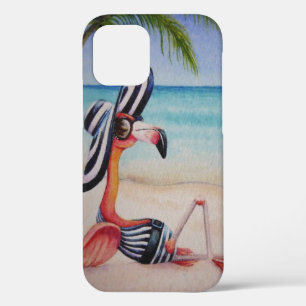 Case-Mate iPhone Case Whimsical Beach Babe Flamant rose No. 1 Aquarelle 