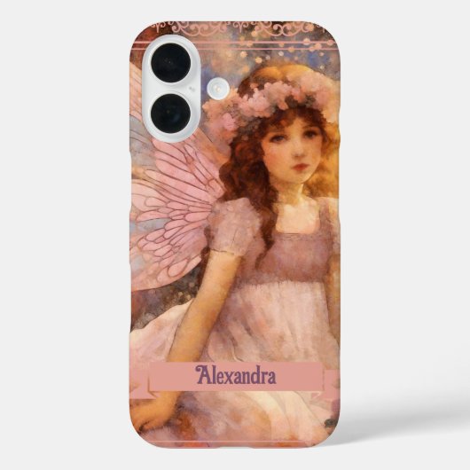 Coques Case-Mate iPhone Whimsical Fairy in Dreamy Pink Floral Garden (Verso)