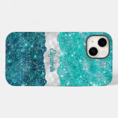 Coques Case-Mate iPhone Whimsical Faux Turquoise Parties scintillant Turqu (Verso (horizontal))