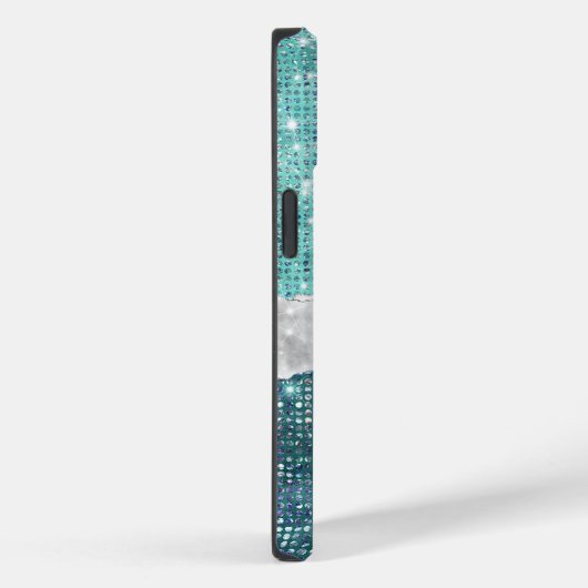 Coques Case-Mate iPhone Whimsical Faux Turquoise Parties scintillant Turqu (Verso / Droite)