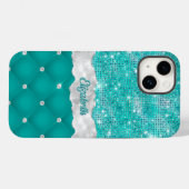 Coques Case-Mate iPhone Whimsical Faux Turquoise Parties scintillant Turqu (Verso (horizontal))