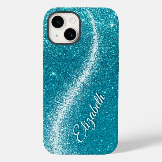 Coques Case-Mate iPhone Whimsical Faux Turquoise Parties scintillant Turqu (Verso)