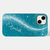 Coques Case-Mate iPhone Whimsical Faux Turquoise Parties scintillant Turqu (Verso (horizontal))