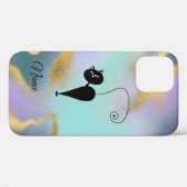 Coques Case-Mate iPhone Whimsical Funny tendance chat noir abstrait (Verso (horizontal))