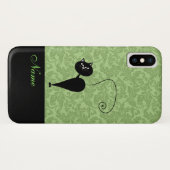 Coques Case-Mate iPhone Whimsical Funny tendance chat noir damask (Dos (Horizontal))