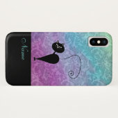 Coques Case-Mate iPhone Whimsical Funny tendance chat noir damask (Dos (Horizontal))