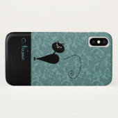 Coques Case-Mate iPhone Whimsical Funny tendance chat noir damask (Dos (Horizontal))