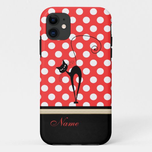 Coques Case-Mate iPhone Whimsical Funny tendance pois de chat noir (Dos)