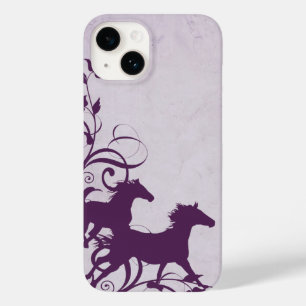 Coque Pour iPhone 14 Whimsical Girly Purple Chevaux sauvages violets