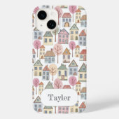 Coques Case-Mate iPhone Whimsical Little Houses Illustration Custom Name (Verso)
