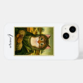 Coques Case-Mate iPhone Whimsical Mona Lisa Chat Nom personnalisé (Verso (horizontal))