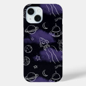 Coques Case-Mate iPhone Whimsical Purple Outer Space Seamless Pattern (Verso)