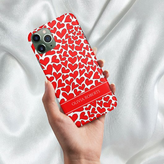Coques Case-Mate iPhone Whimsical Red Hearts Valentine's Day Personnalisé