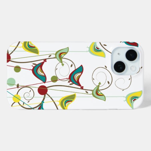Coques Case-Mate iPhone Whimsical Summer Birds Flacons Branches Moderne Ch (Verso (horizontal))