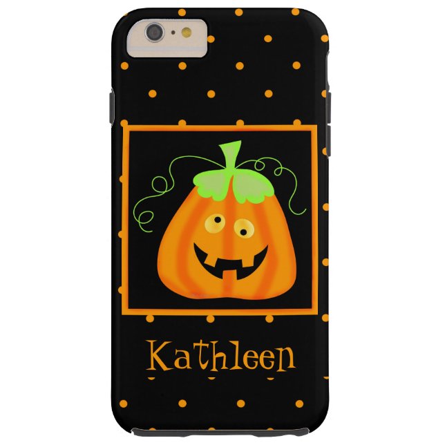 Coques Case-Mate iPhone Whimsy Halloween Citrouille Nom noir Personnalisé (Dos)