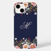 Coques Case-Mate iPhone Whimy Floral Monogram Navy (Verso)